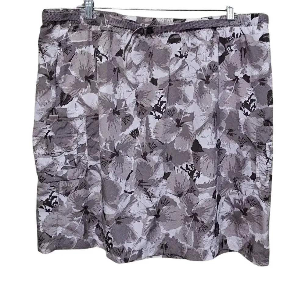 Columbia Floral Skirt with Belt Women's Plus Size 2X Gray Hiking Athleisure